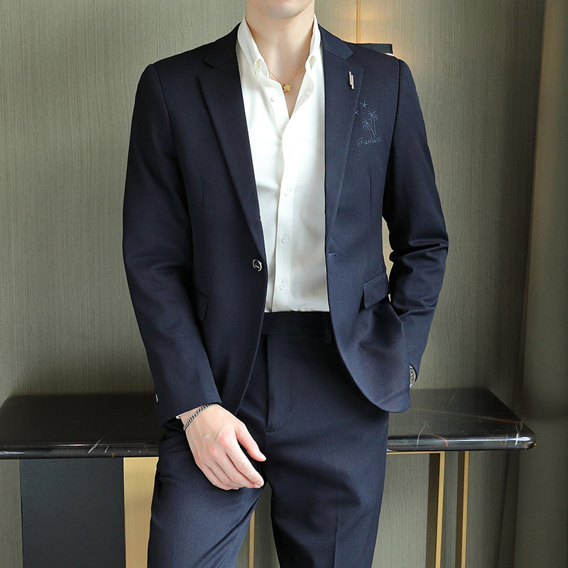 LOVECCR Suit Suit Two-Piece Men's Suit Fashion Slim Fit Small Suit Suit Cross-Border Wedding Wedding Best Man Dress