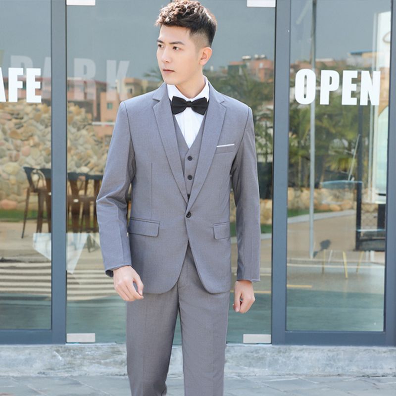 LOVECCR Suit Suit Men's Three-Piece Suit Business Formal Wear Professional Casual Small Suit Slim Best Man Groom Wedding Suit