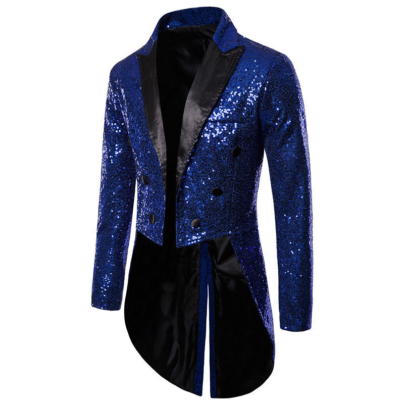 LOVECCR Cross-Border Foreign Trade Men's Suit Swallowtail Banquet Nightclub Performance Sequin Fashion Design Men's Jacket