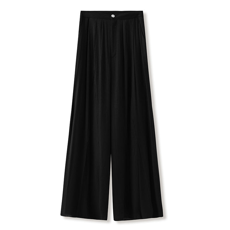 spring new new Chinese light national style ultra loose split wide leg pants simple light luxury straight pants M4120