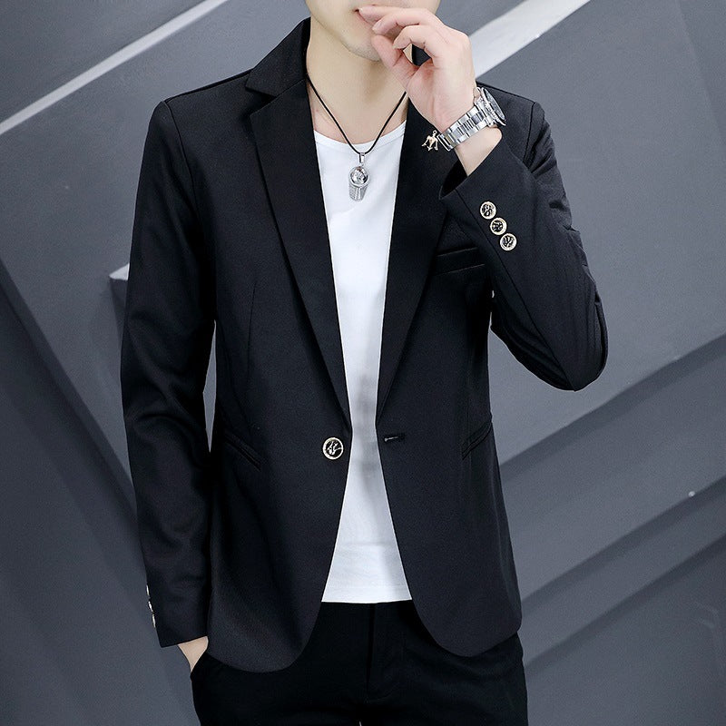 LOVECCR Suit Men's One Suit Matching Summer Korean Style Trendy Fashion Dress 3/4 Sleeve Non-Ironing Casual Small Suit
