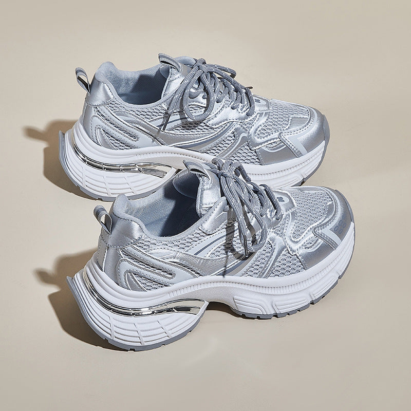 ins Korean version of the new dad shoes girl summer student sports running casual mesh height increase breathable D101