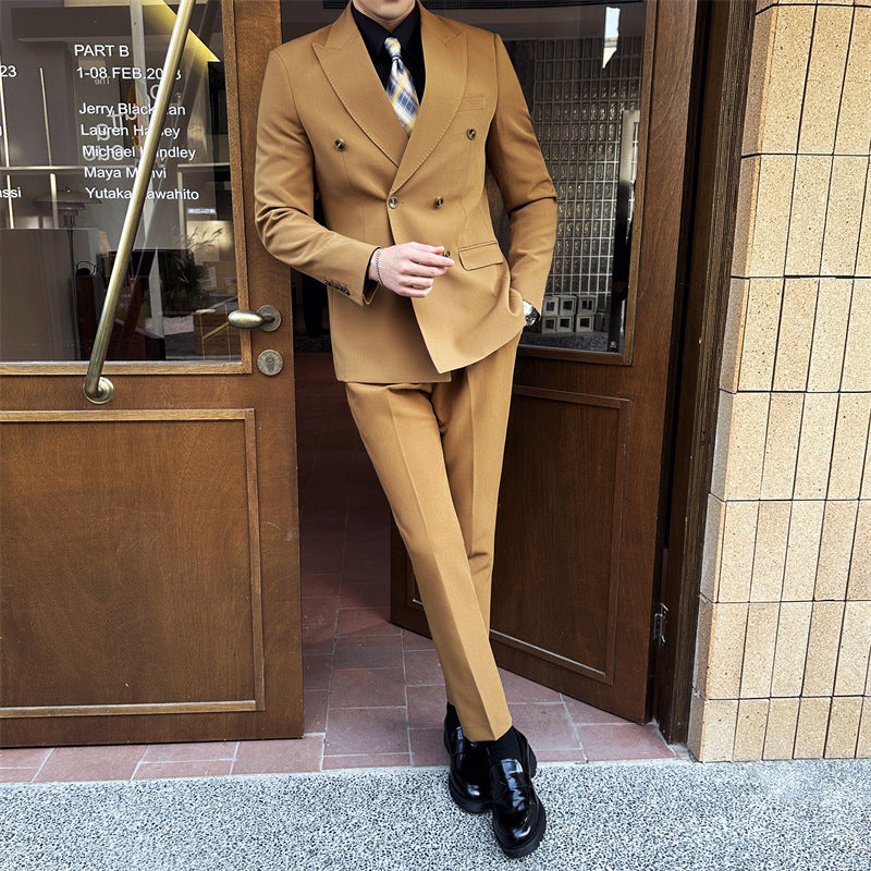 LOVECCR Suit Suit Men's Three-Piece Suit Trendy Korean Slim Fit Business Casual Small Suit Coat Groom Wedding Suit