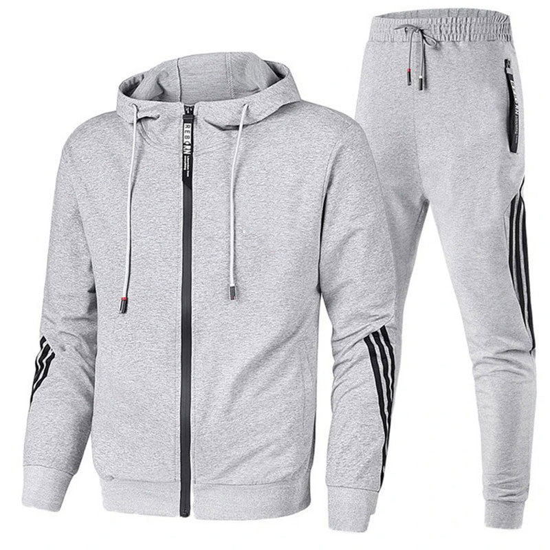 Cross-Border New European and American Men's Casual Sports Suit Fashion Zipper Jacket Men's and Women's Running Sports Suit