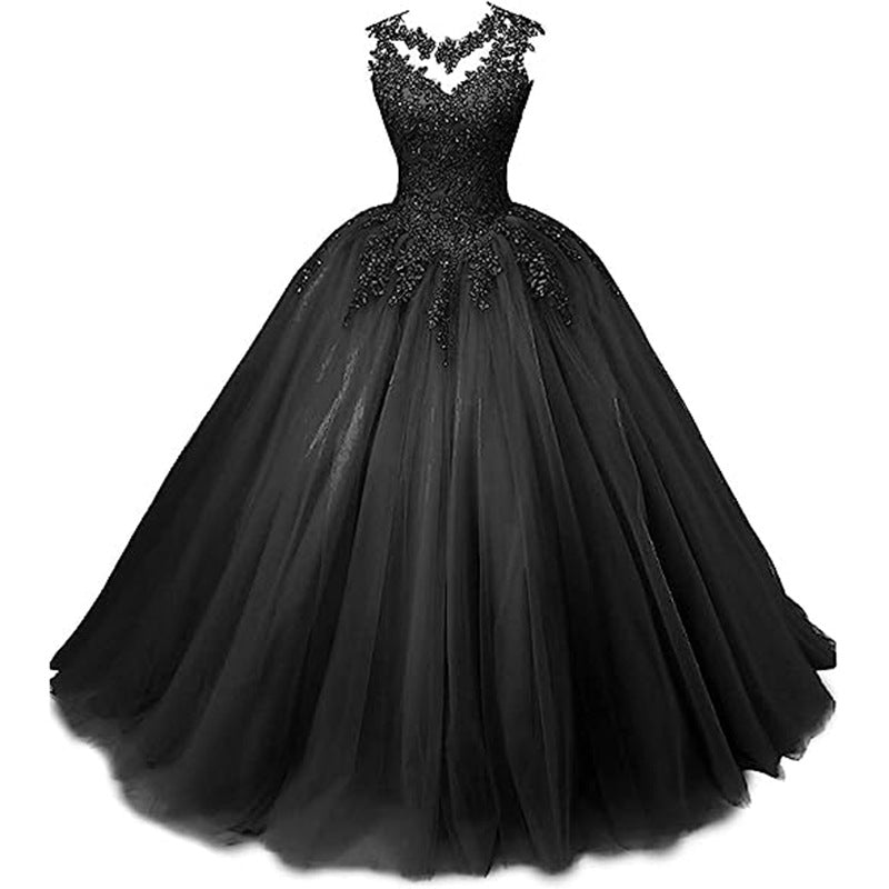 LOVECCR Cross-Border Foreign Trade Evening Dress Blue New Elegant Student Art Exam Dress Women's Long Bel Canto Solo Performance