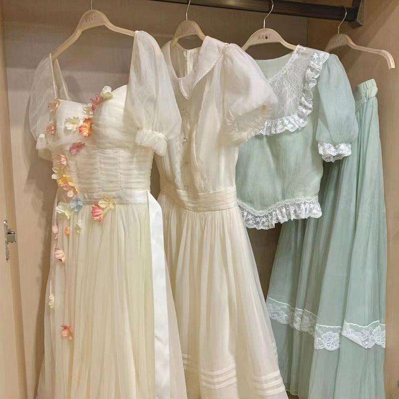 LOVECCR Guangzhou Thirteen Rows New Dress Sweet Puff Sleeve Princess Dress Brand Women's Dress Wholesale Supply