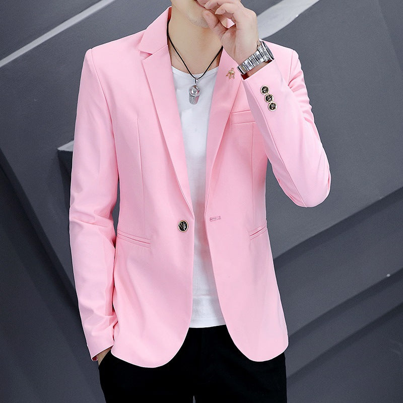LOVECCR Suit Men's One Suit Matching Summer Korean Style Trendy Fashion Dress 3/4 Sleeve Non-Ironing Casual Small Suit