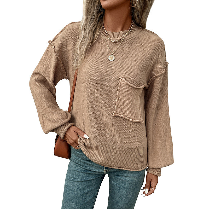 LOVECCR women's Hot autumn and winter sweater women's long-sleeved crew neck 2025 new casual loose knitted sweater