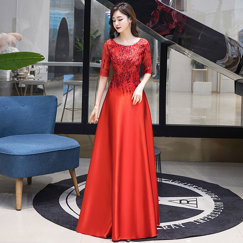 LOVECCR Mother-in-Law Dress Choir Performance Dress Long Dress New Host Conductor Recitation Slim-Fit Evening Dress