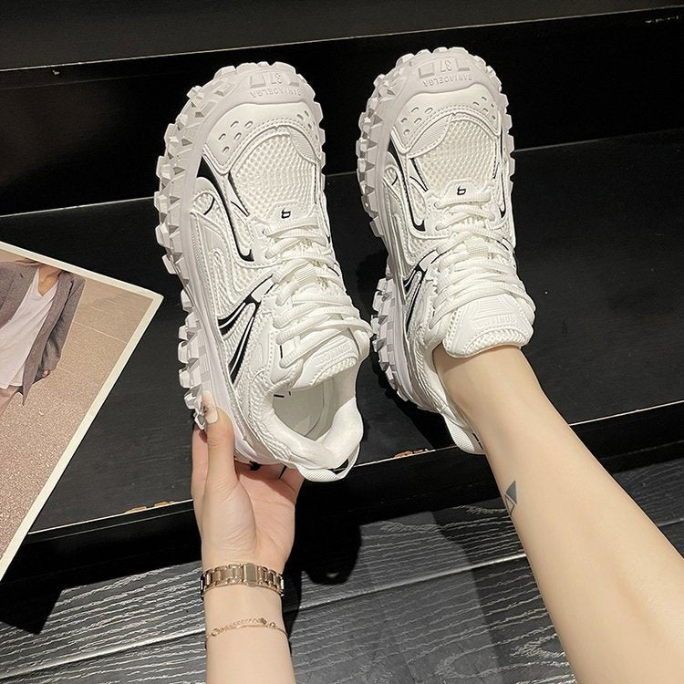 loveccr Tire Men's and Women's Same Style Sports Shoes Women's New All-Match Casual Thick Bottom Increased Durian Dad Shoes Women's