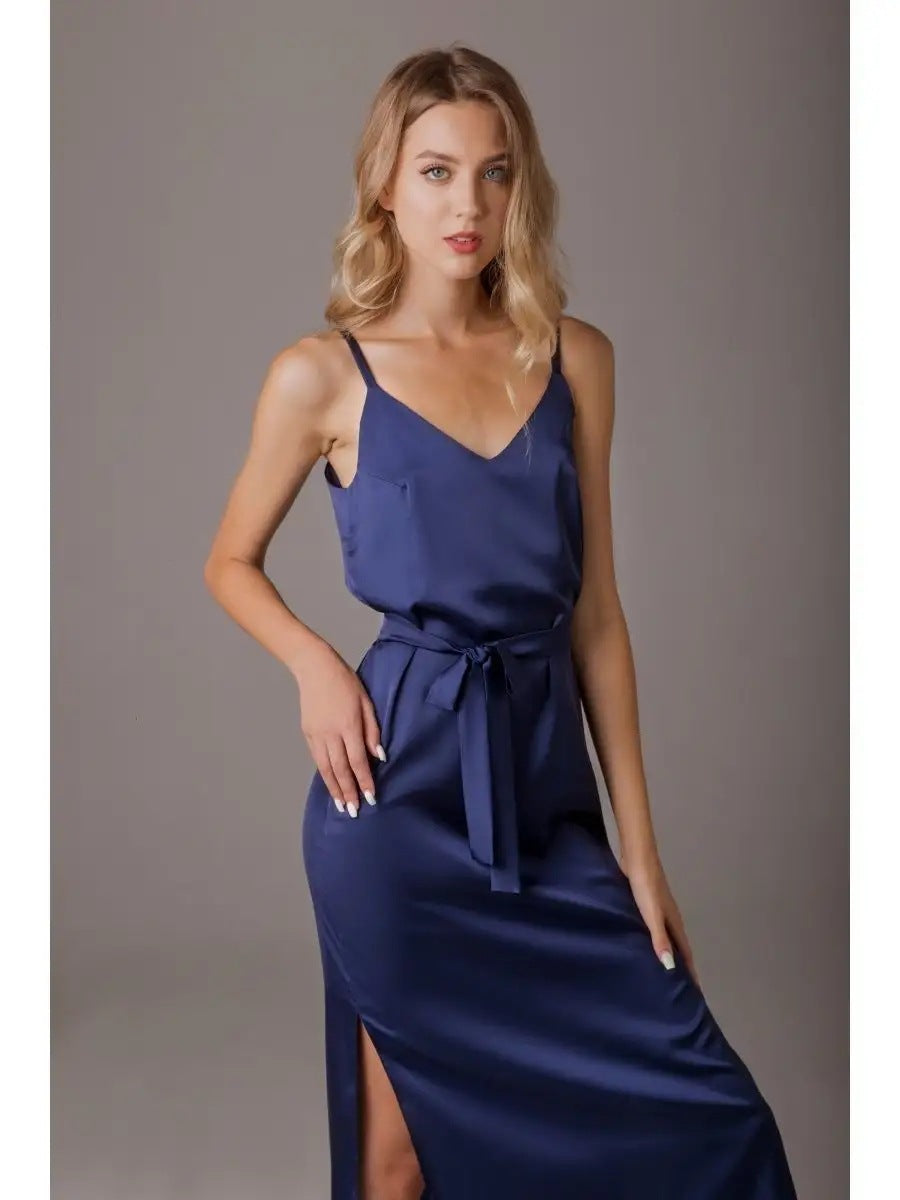 LOVERCCR Zip-up V-neck Waist-Tight Suspender Dress Elegant Lace-up Long Dress