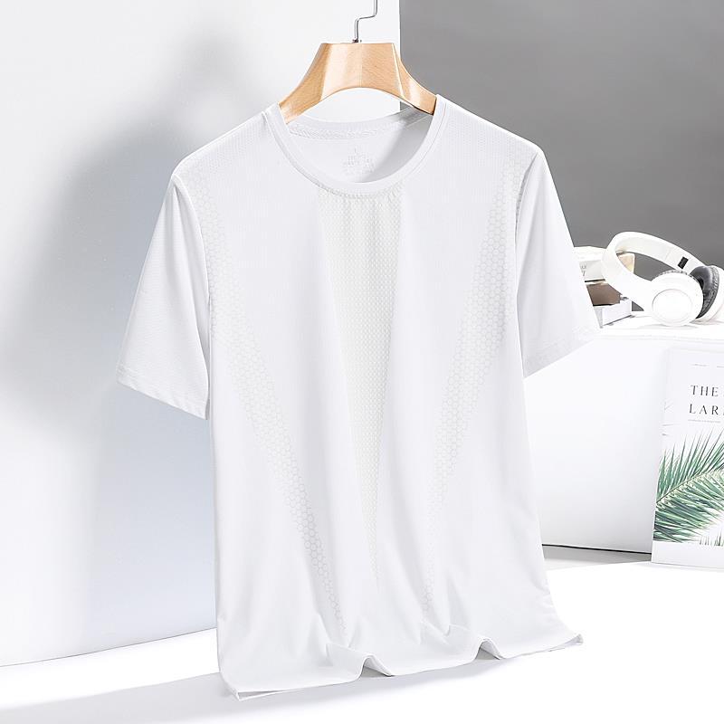 Daddy's Short Sleeve T-shirt Men's New Ice Silk Slip Loose Breathable Summer Thin T-shirt for Middle-Aged and Elderly People