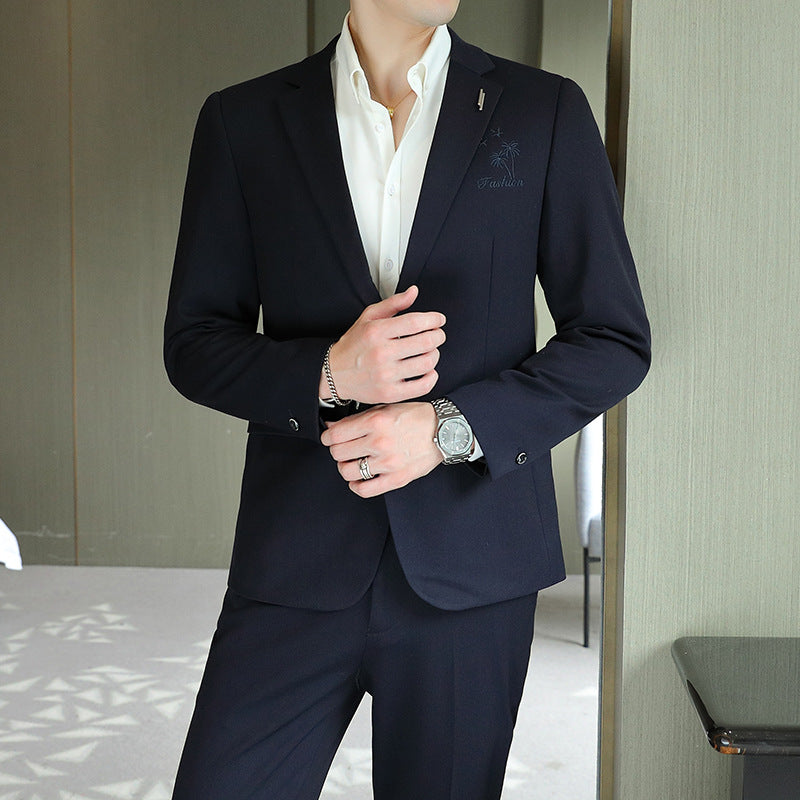 LOVECCR Suit Suit Two-Piece Men's Suit Fashion Slim Fit Small Suit Suit Cross-Border Wedding Wedding Best Man Dress