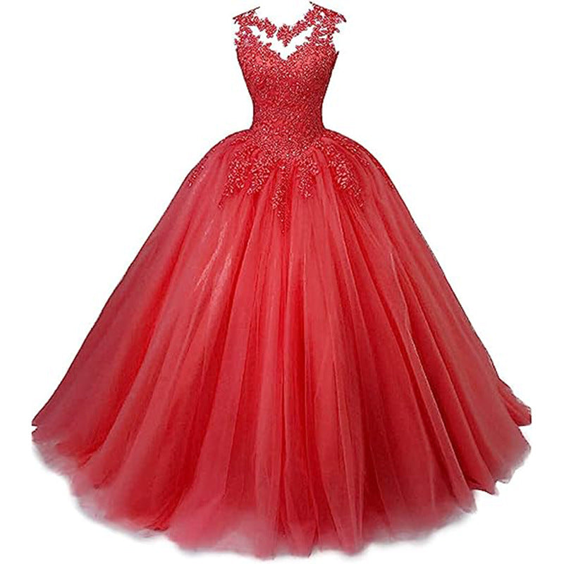 LOVECCR Cross-Border Foreign Trade Evening Dress Blue New Elegant Student Art Exam Dress Women's Long Bel Canto Solo Performance