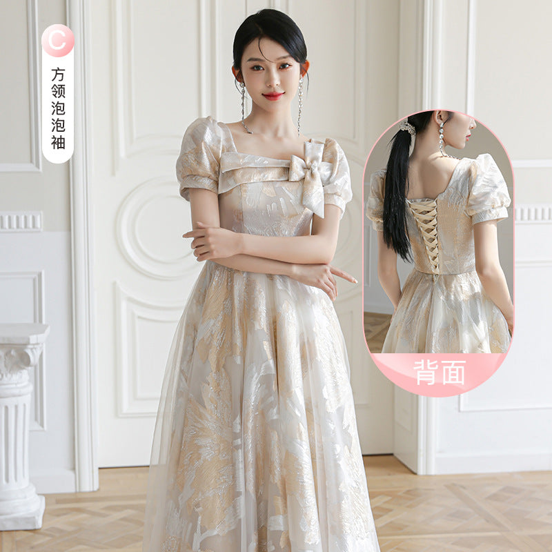 LOVECCR Champagne Bridesmaid Dress Women's New Spring Evening Dress Fairy Sisters Group Senior Niche Long