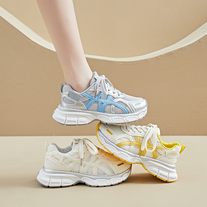 ins Korean version of the new dad shoes girl summer student sports and leisure mesh breathable thick sole height increase L016