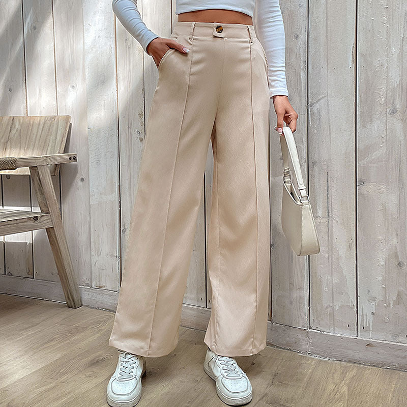 LOVECCR Hot new autumn 2025 women's clothing foreign trade casual trousers foreign trade splicing commuter style wide-leg trousers