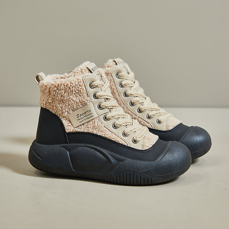 popular winter velvet little white shoes new Korean version ins female students thick-soled heightening sports board shoes casual XFL28