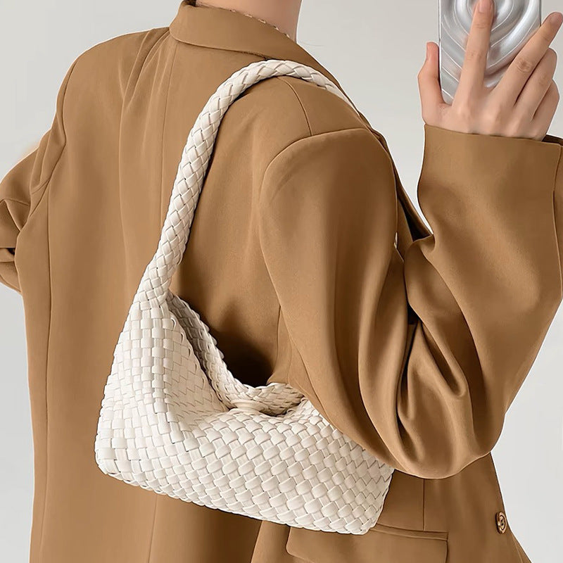 loveccr Niche Women Bag Hand-Woven Lunch Box Bag High-Grade Underarm Bag Women's Bag Cross-Border Portable Shoulder Bag
