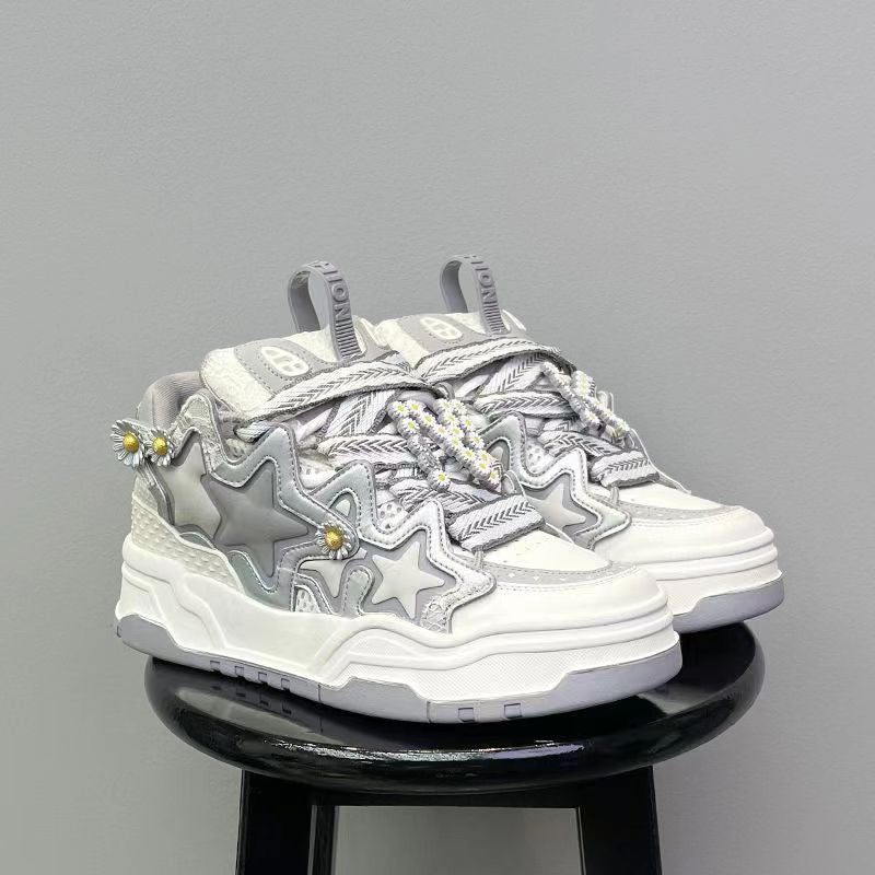 loveccr Cream Beige XINGX Bread Shoes Men's and Women's National Fashion New Thick Bottom Couple Sneakers Song Yaxuan Same Shoes
