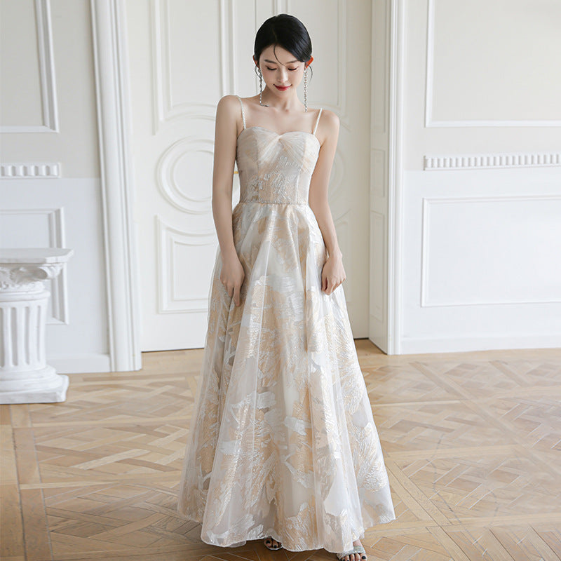 LOVECCR Champagne Bridesmaid Dress Women's New Spring Evening Dress Fairy Sisters Group Senior Niche Long