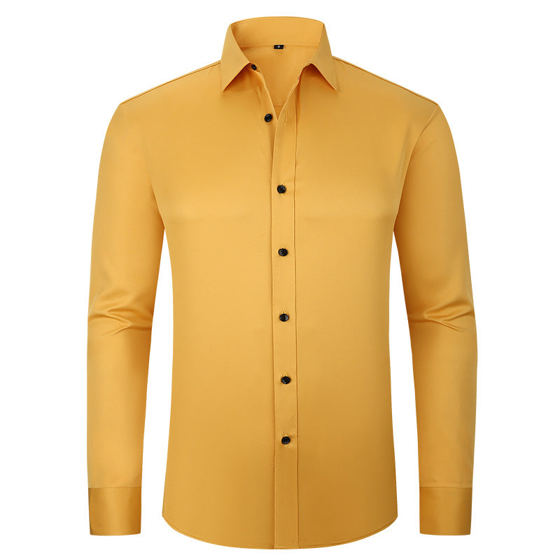 Cross-Border Full Elastic Force Shirt Men's Shirt Non-Ironing Anti-Wrinkle Foreign Trade Simple Business Thin Shirt Men
