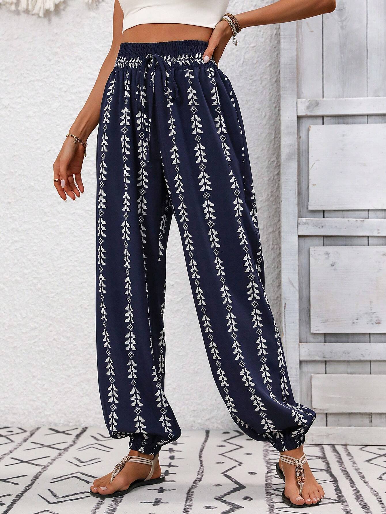 2025 Tiktoktemu women's clothing spring and summer new versatile grid wide-leg bloomers casual pants