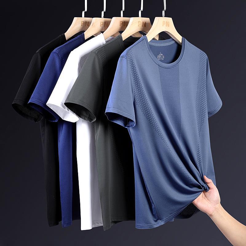 Daddy's Short Sleeve T-shirt Men's New Ice Silk Slip Loose Breathable Summer Thin T-shirt for Middle-Aged and Elderly People