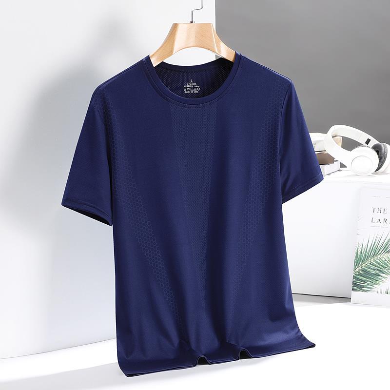 Daddy's Short Sleeve T-shirt Men's New Ice Silk Slip Loose Breathable Summer Thin T-shirt for Middle-Aged and Elderly People