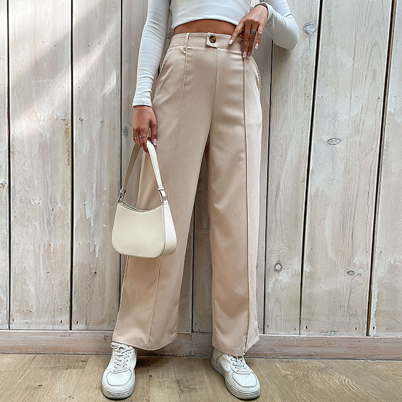 LOVECCR Hot new autumn 2025 women's clothing foreign trade casual trousers foreign trade splicing commuter style wide-leg trousers