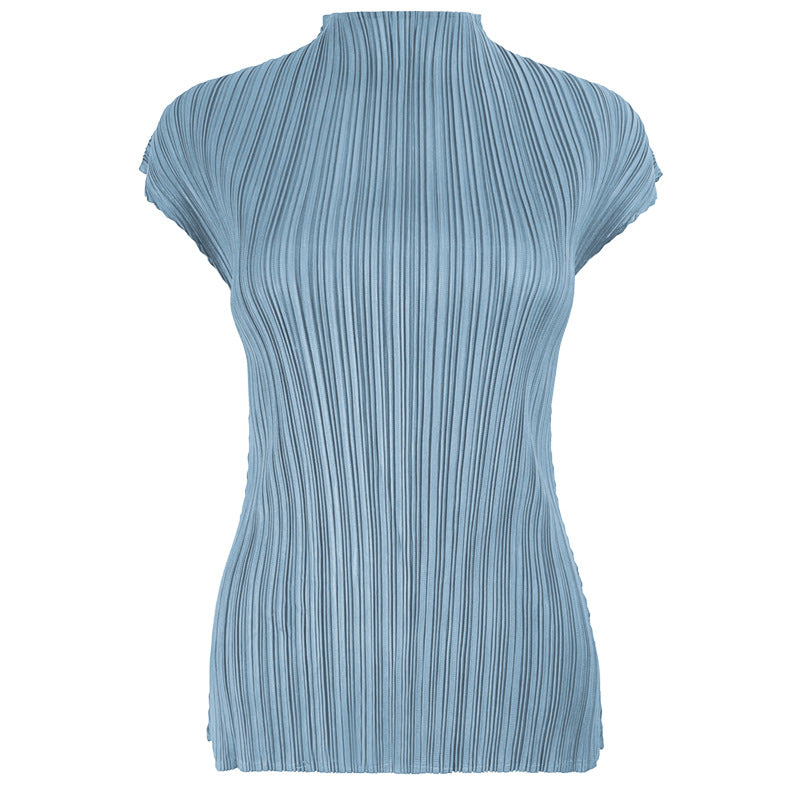 Miyake summer new t-shirt women's Korean version slim top comfortable basic flying sleeve bottoming top