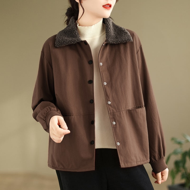 popular winter new Korean version trial fashion age reduction Popular style loose large size covered meat lamb wool retro velvet short outside