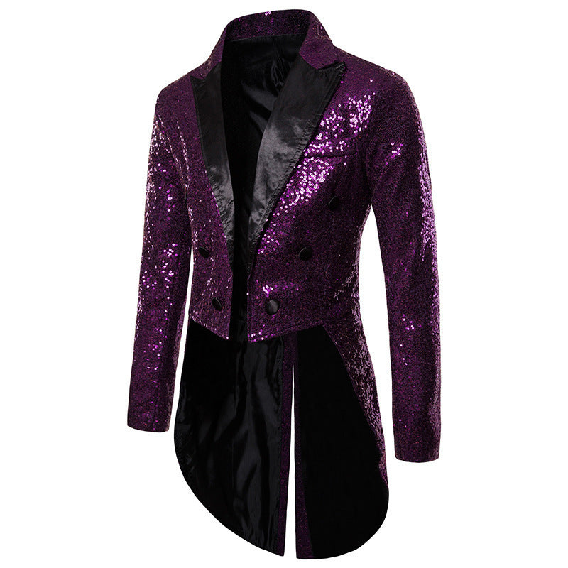 LOVECCR Cross-Border Foreign Trade Men's Suit Swallowtail Banquet Nightclub Performance Sequin Fashion Design Men's Jacket