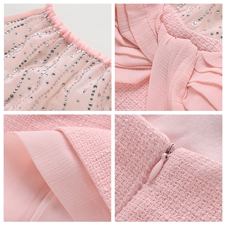 Soft and natural posture with its own chest pad, neck fairy dress, female vacation style waist and thin chiffon dress L4088
