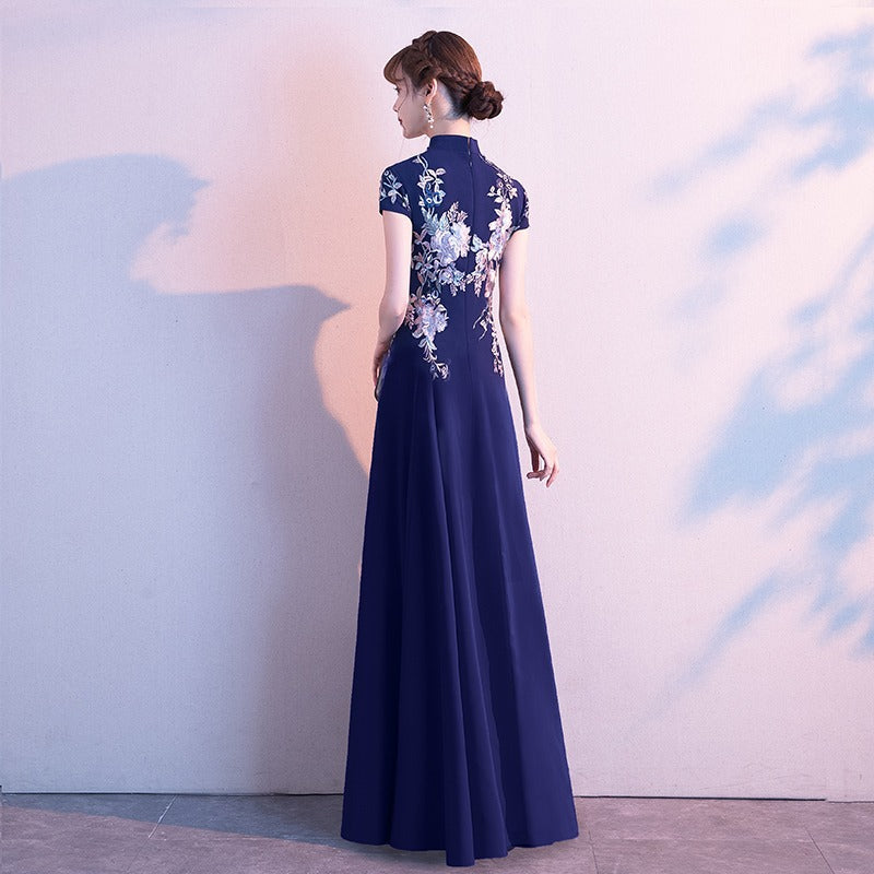 LOVECCR Chinese Evening Dress Female New Noble Banquet Host Temperament Long Cheongsam Chorus Performance Skirt Female