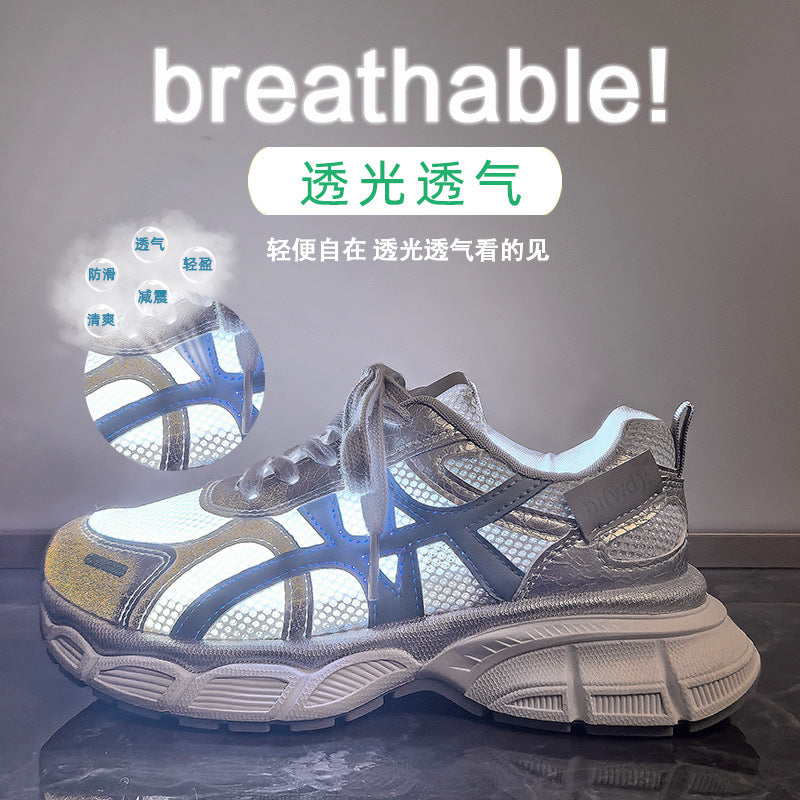 ins Korean version of the new dad shoes girl summer student sports and leisure mesh breathable thick sole height increase L016