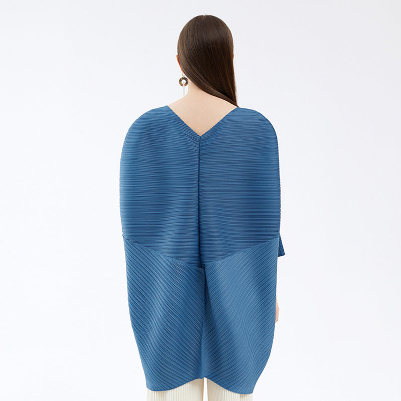 spring new bat sleeve design sense love top loose solid color medium and long splicing long sleeve t-shirt women