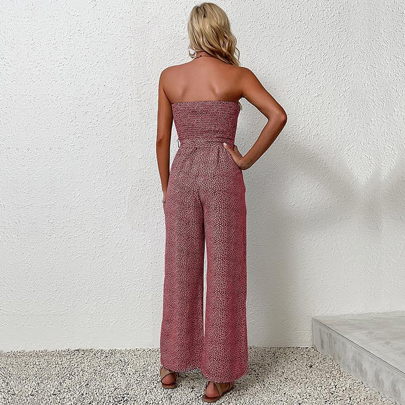 LOVECCR New New Summer New Fashion 2025 Women's Clothing Chest Wrapped Lace Wide Leg Jumpsuit Women