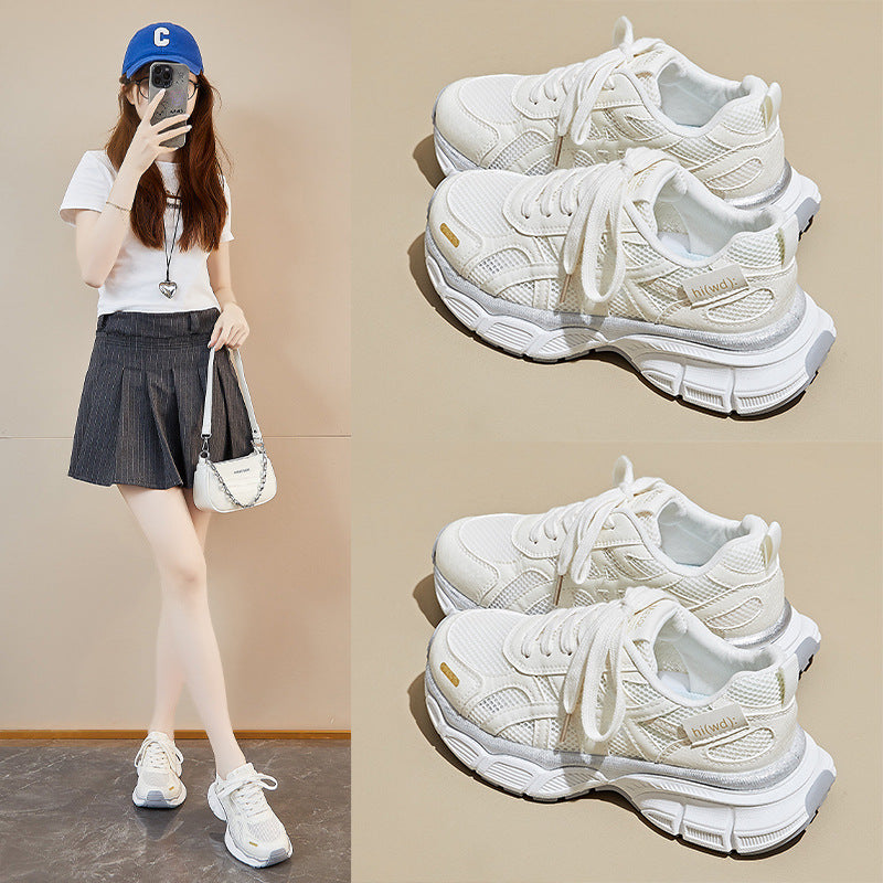 ins Korean version of the new dad shoes girl summer student sports and leisure mesh breathable thick sole height increase L016