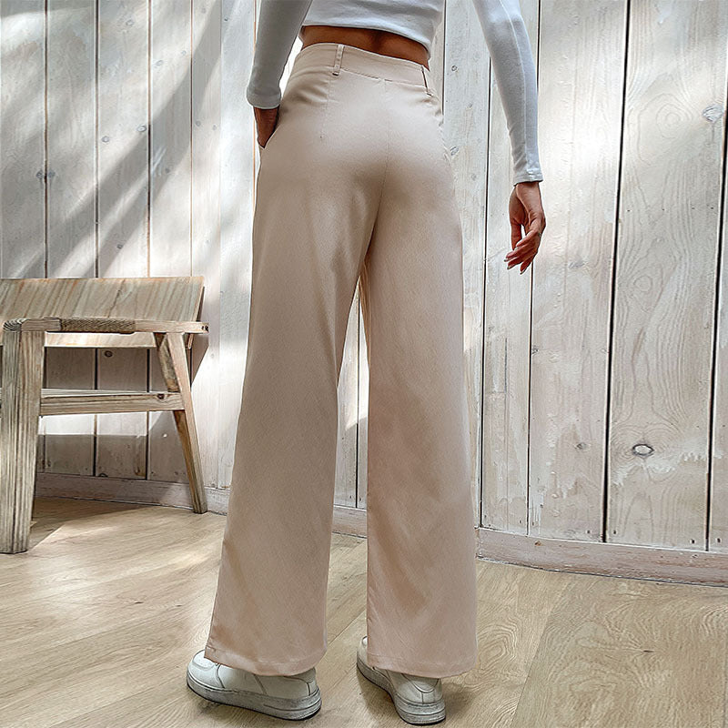 LOVECCR Hot new autumn 2025 women's clothing foreign trade casual trousers foreign trade splicing commuter style wide-leg trousers
