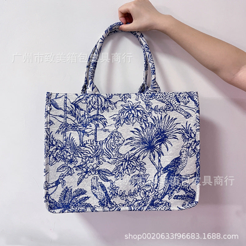 loveccr Women's Handbag Tiger Embroidered Tote Bag Cross-Border Guangzhou High Quality Commuter Pearl Shoulder Bag Wholesale