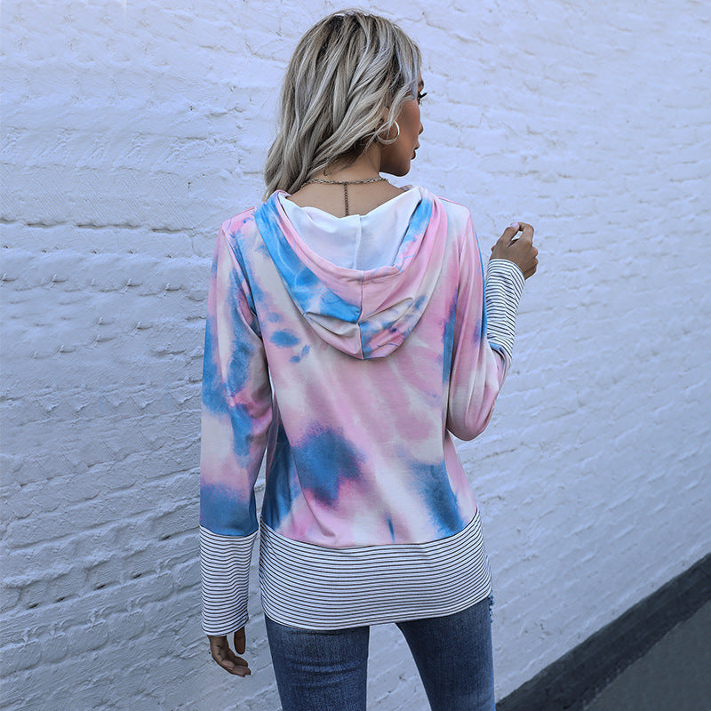 LOVECCR New popular Autumn New Hoodie Pullover Loose 2025 Hooded Tie-dye Sweater Women