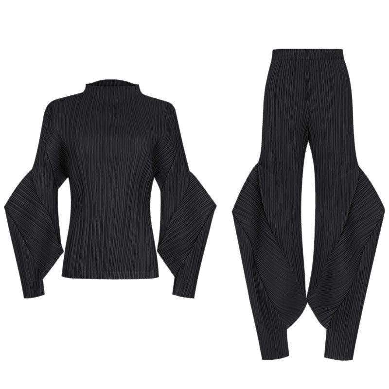 Spring Women's Temperament Premium Versatile Suit Solid Color Design Top Casual Pants Fashion Two-piece Set