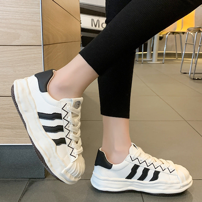 loveccr Shell Toe Dissolved Bottom White Shoes for Women Spring and Autumn New Student Casual Sneaker Fashion All-Matching Sneakers Fashion