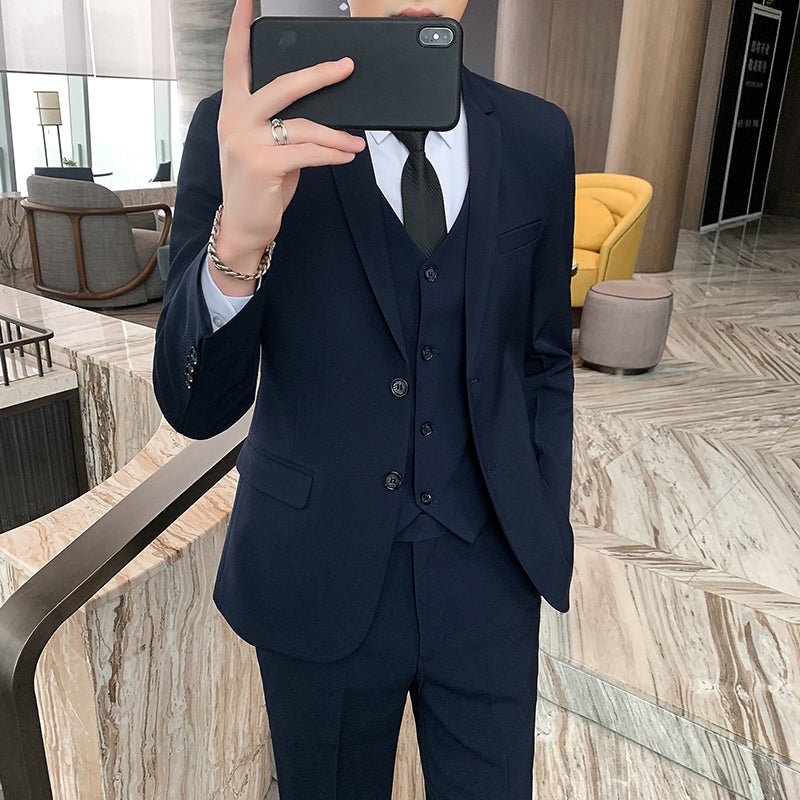 LOVECCR Suit Suit Men's Korean-Style Casual Business Wear Jacket Slim-Fit Best Man Groom Wedding Suit Non-Ironing Suit