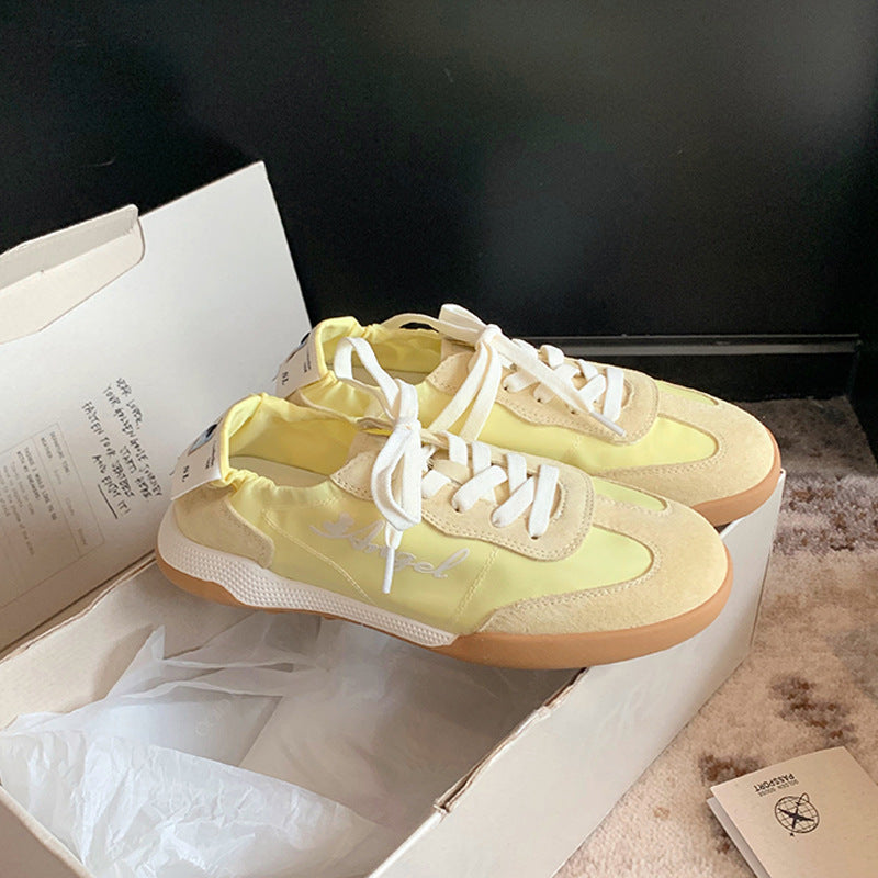 2025 Sheepskin version~ New summer Korean version candy color casual versatile sports board shoes round head breathable German training shoes women