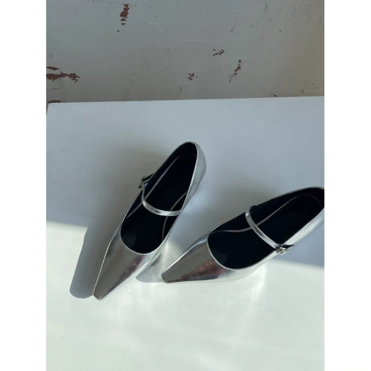 2025 Viral trends inner height increase 2025 Mary Jane women's shoes patent leather commuter pointed thick heel high heel shallow mouth single shoes