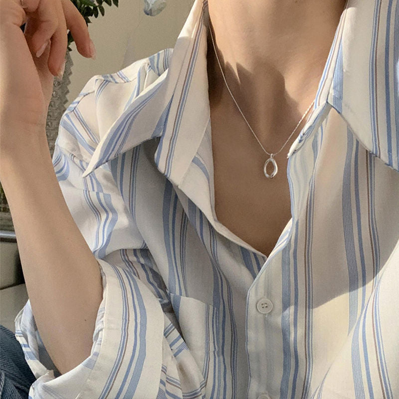 LOVECCR Light Luxury Minority Irregular Ins Water Drop Sterling Silver Necklace New Simple Advanced Clavicle Chain Girlfriend Gifts