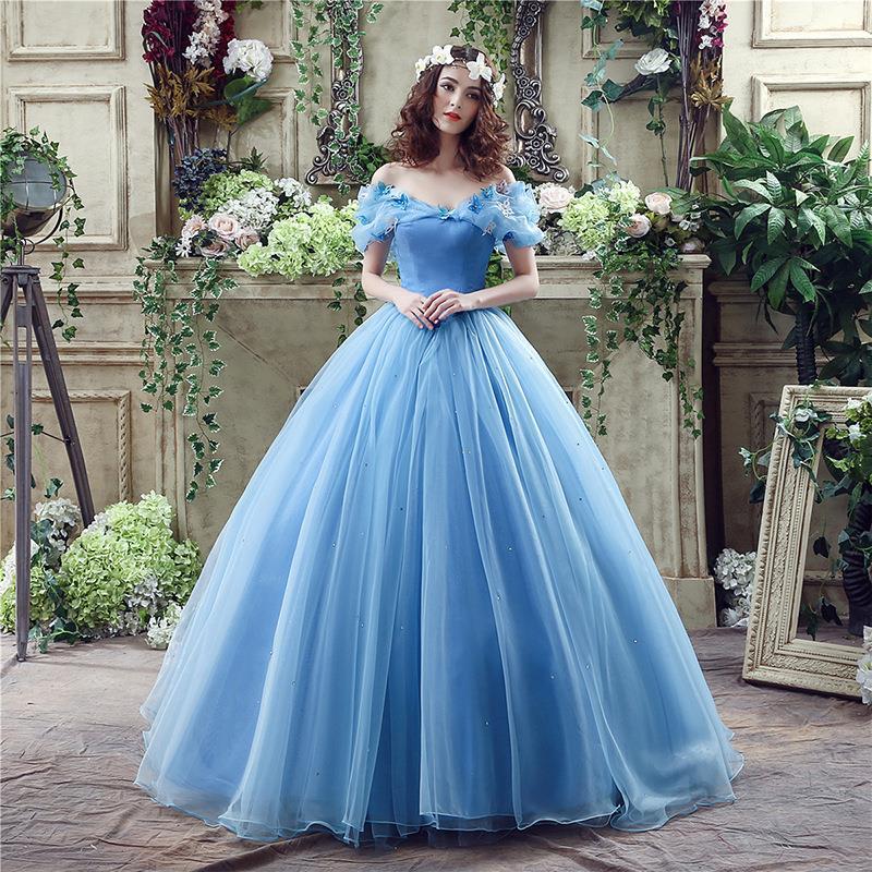 LOVECCR Cinderella Escape Series Dress Summer Foreign Trade Blue Simple Fashion Photography Art Exam Performance Colored Mesh