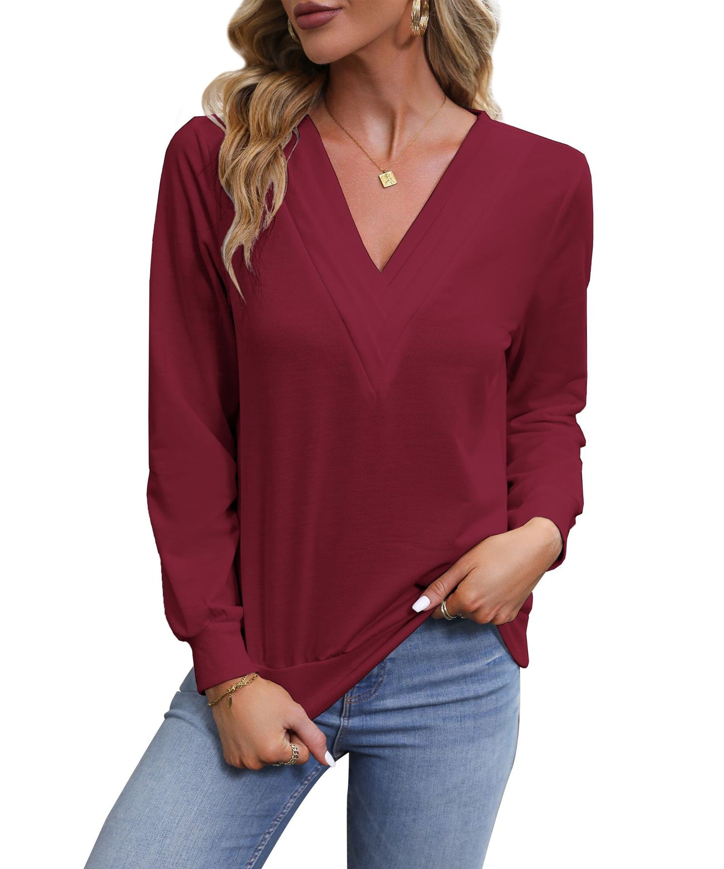 LOVECCR foreign trade Hot new 2025 women's clothing design top autumn v-neck commuter pullover sweater